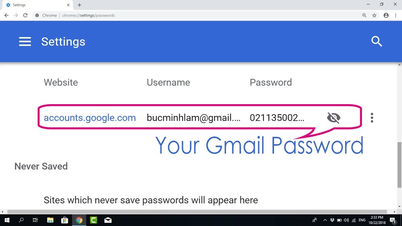 How To Show Gmail Password In Google Chrome | Netvn - Youtube