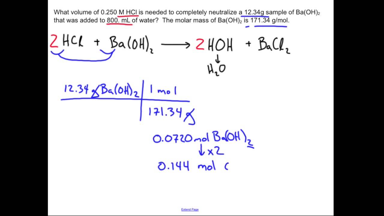 Neutralization Reaction: Chemistry Sample Problem - Youtube