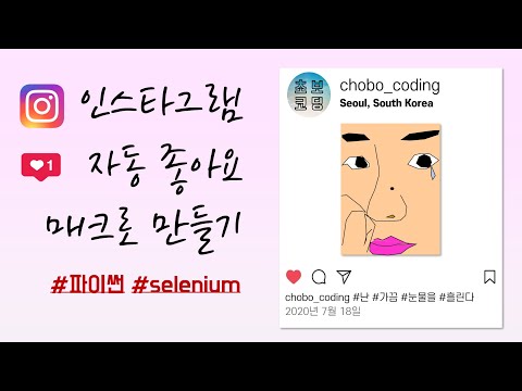 초보자도 가능한 인스타그램 자동 좋아요 매크로 만들기 (파이썬, selenium)